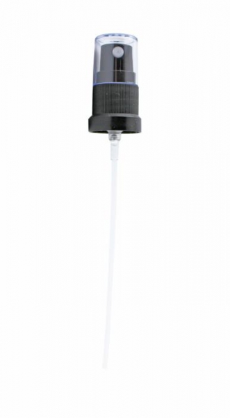 Oel-Spray-Zerstäuberpumpe DIN 18, schwarz mit Schutzkappe für ölhaltige Produkte